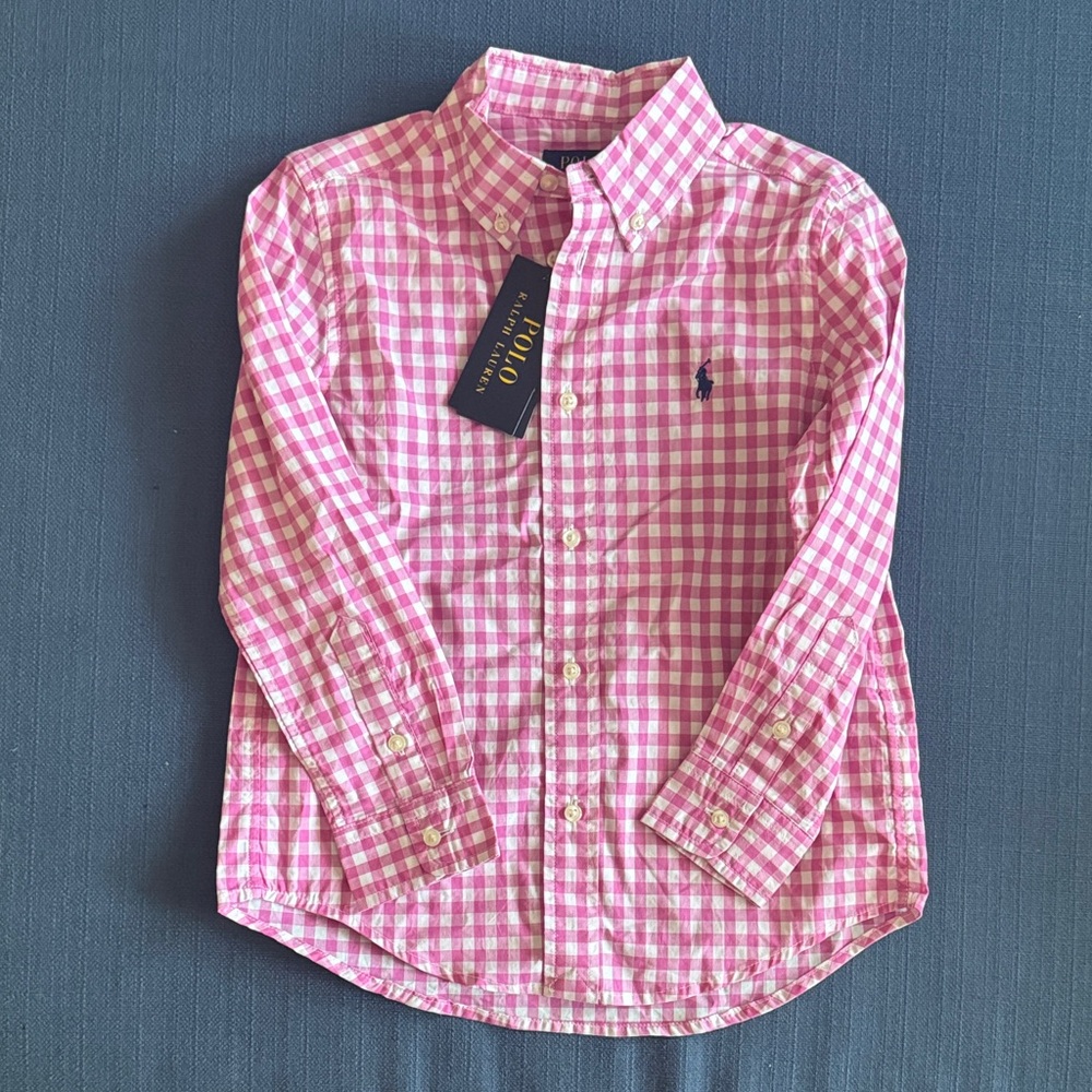 Ralph Lauren Pink Gingham Kids Button Down Shirt